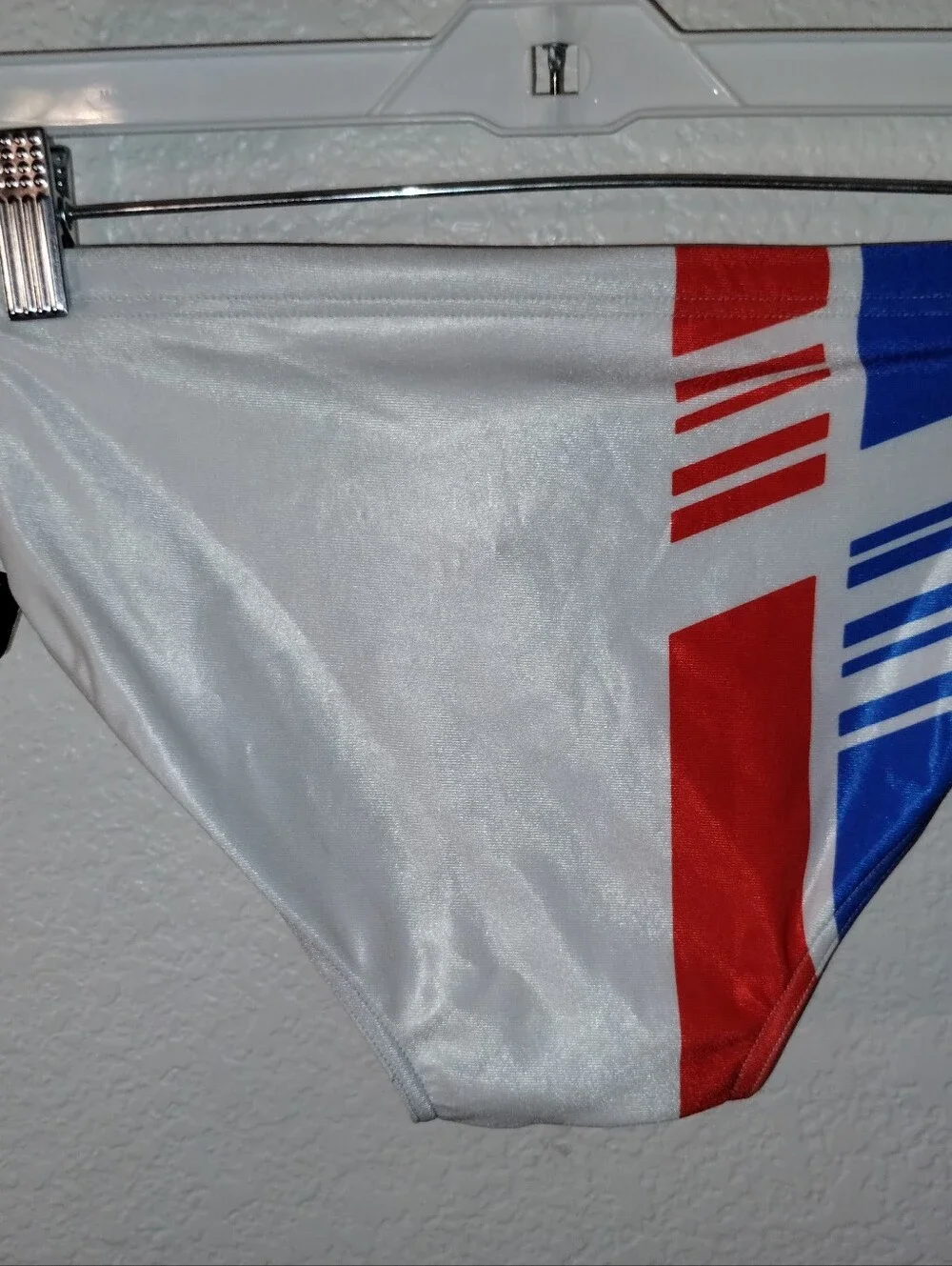 Men's USA Brief Swimwear - White with Red & Blue sz 28